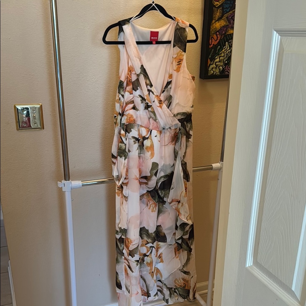 Floral Sleeveless Maxi Dress - Pink and Green